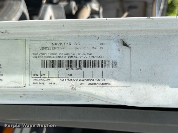 image for item YA1395 2016 International ProStar Plus semi truck