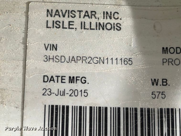 image for item YA1395 2016 International ProStar Plus semi truck