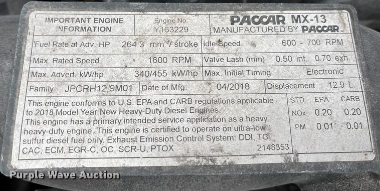 image for item YA1626 2019 Peterbilt 579 semi truck