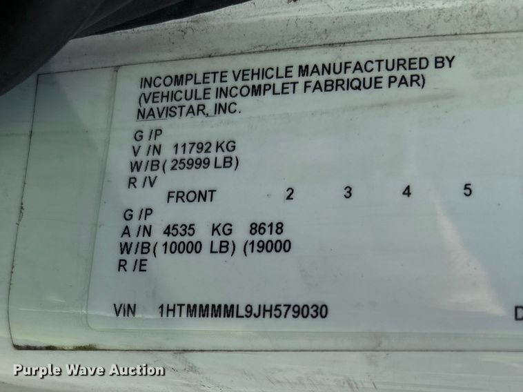 image for item YA1921 2018 International 4300 box truck
