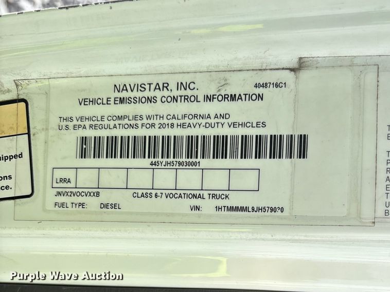 image for item YA1921 2018 International 4300 box truck