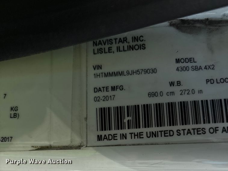 image for item YA1921 2018 International 4300 box truck