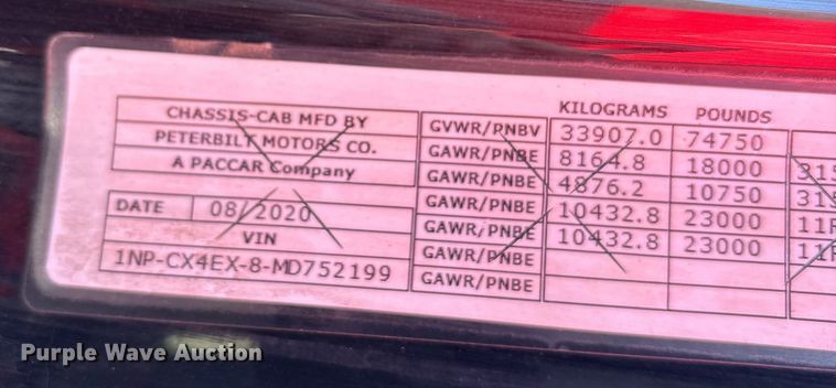image for item YA2179 2021 Peterbilt 567 roll-off container truck