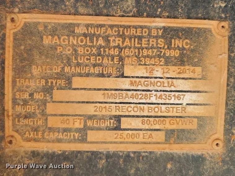 image for item YA2736 2015 Magnolia  Recon Bolster log trailer