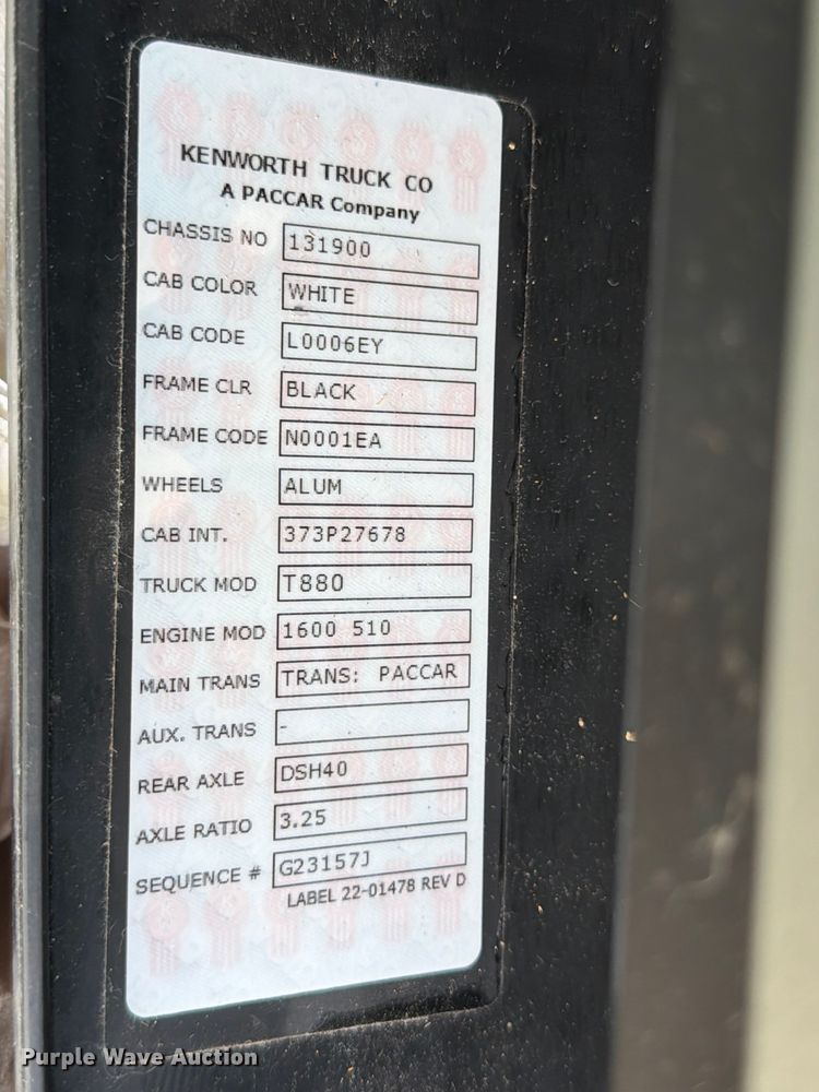 image for item YA2741 2022 Kenworth T880 semi truck