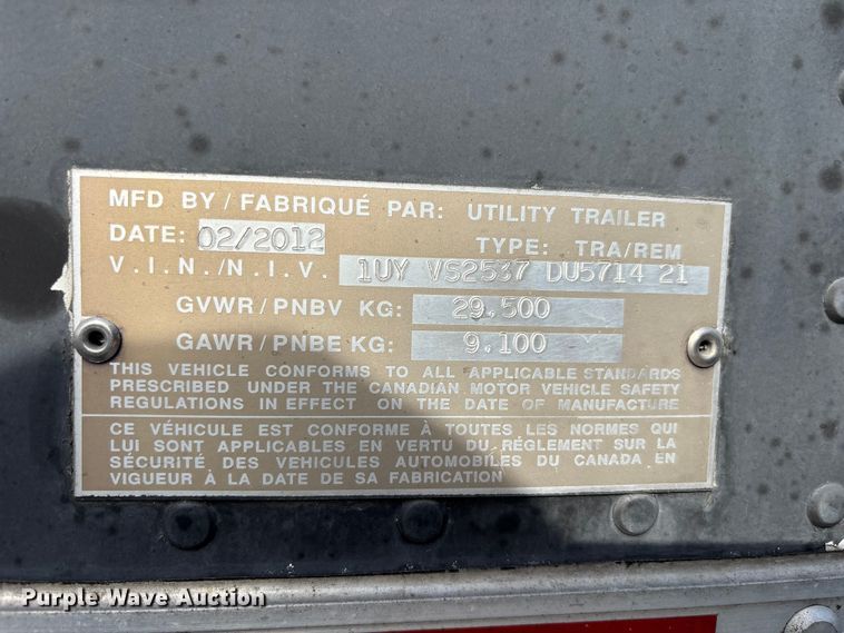 image for item YA2999 2013 Utility VS2RA refrigerated van trailer