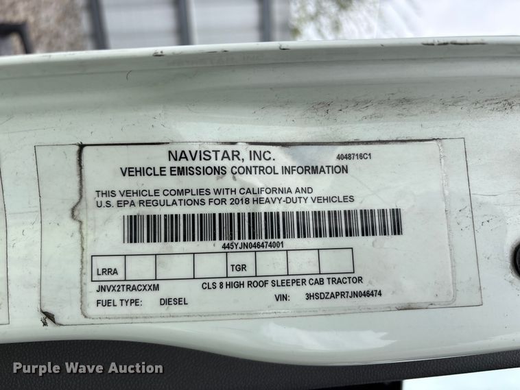 image for item YA6151 2018 International LT625 semi truck