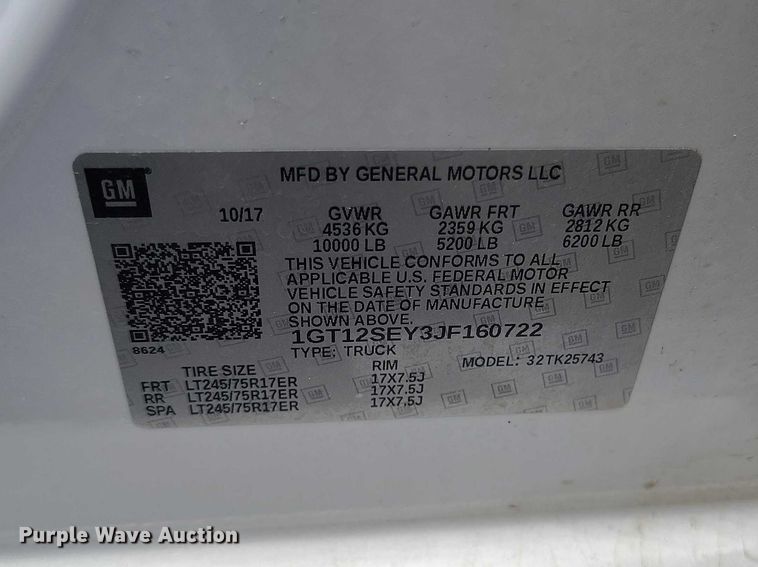 image for item DT0793 2018 GMC Sierra 2500HD Crew Cab pickup truck