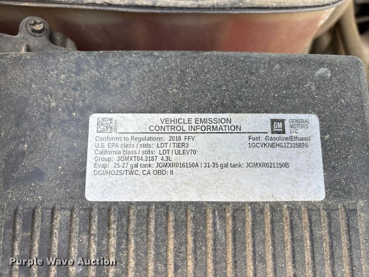 image for item DU6271 2018 Chevrolet Silverado 1500 Crew Cab pickup truck