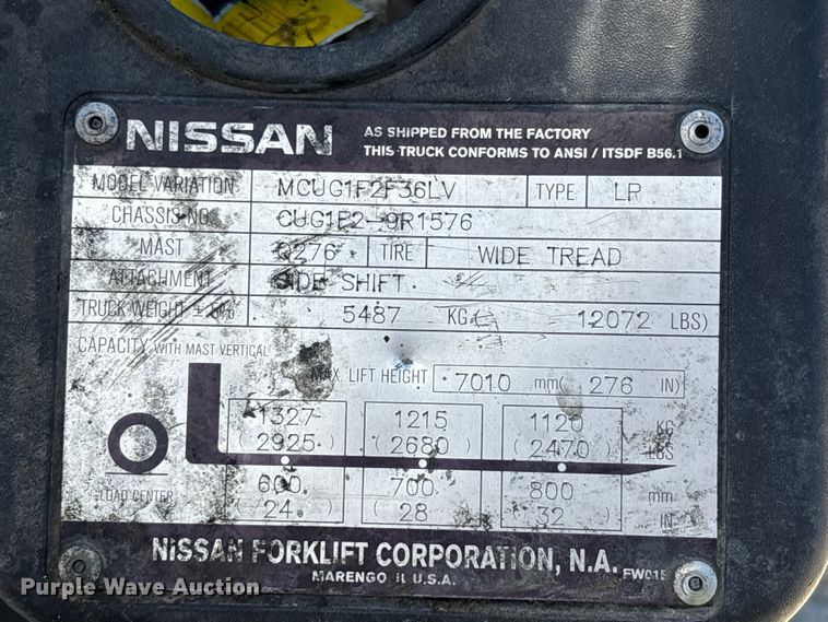 image for item DV4346 2012 Nissan PF80YLP forklift