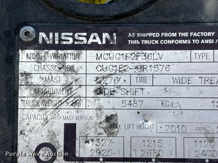 image for item DV4346 2012 Nissan PF80YLP forklift