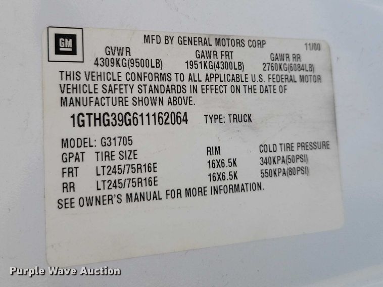 image for item DZ7124 2001 GMC Savana 3500 sewer camera van