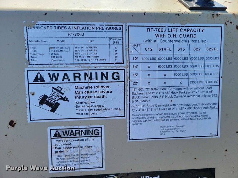 image for item DZ7149 1992 Ingersoll Rand  RT-706J forklift