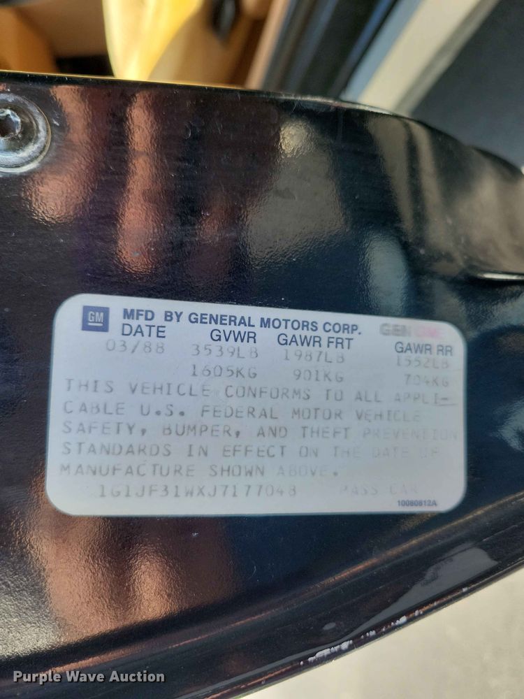 image for item DZ7206 1988 Chevrolet Cavalier Z24 convertible