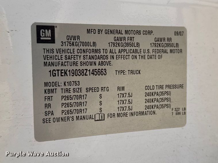 image for item EA2368 2008 GMC Sierra 1500 Ext. Cab flatbed pickup truck