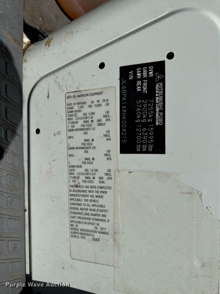 image for item EA2369 2017 Mitsubishi Fuso FEC72W Crew Cab truck cab and chassis