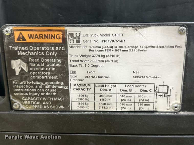 image for item EA4867 Hyster S40FT forklift
