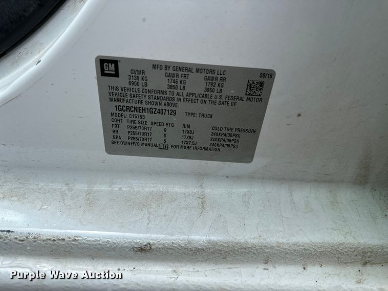 image for item EA4901 2016 Chevrolet Silverado 1500 Ext. Cab pickup truck