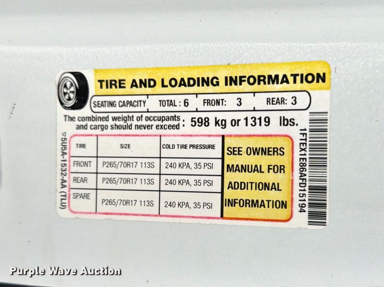 image for item EA4916 2013 Ford F150 Ext. Cab pickup truck