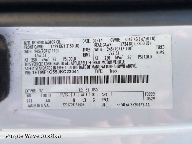 image for item EA4917 2018 Ford F150 pickup truck