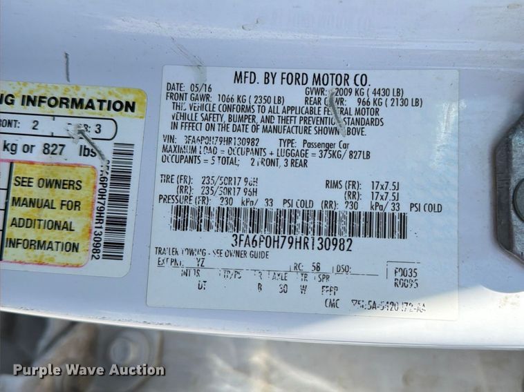image for item EA4918 2017 Ford Fusion 