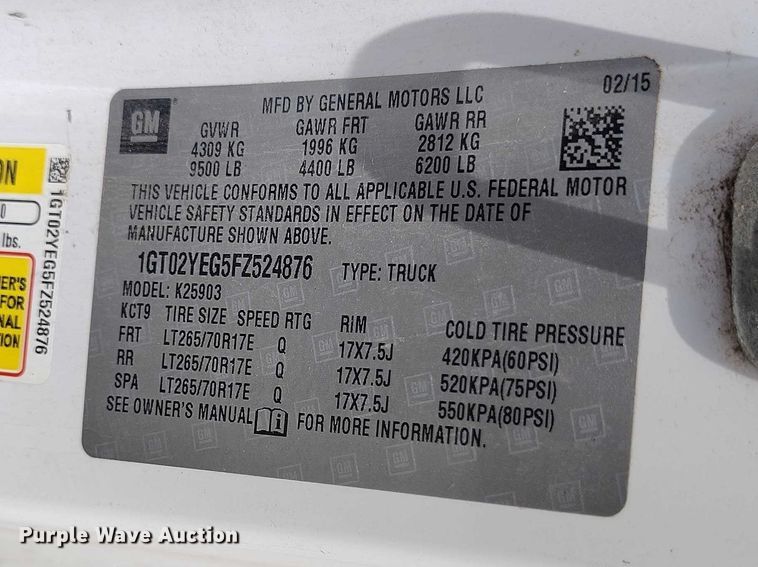 image for item ED0111 2015 GMC Sierra 2500HD pickup truck