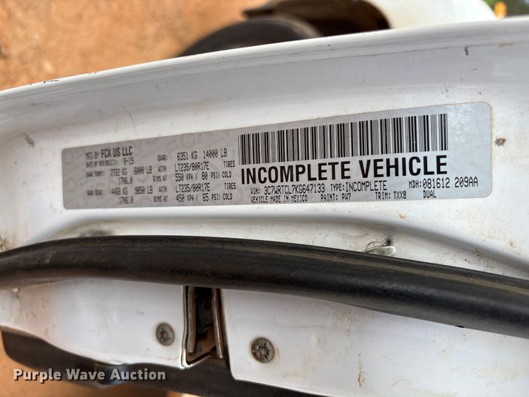 image for item EF1065 2019 RAM 3500 Crew Cab utility / service truck