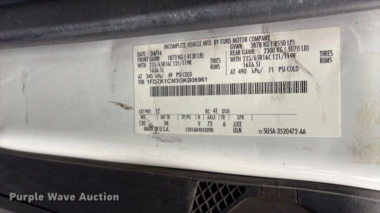 image for item EF1155 2016 Ford Transit 150 van