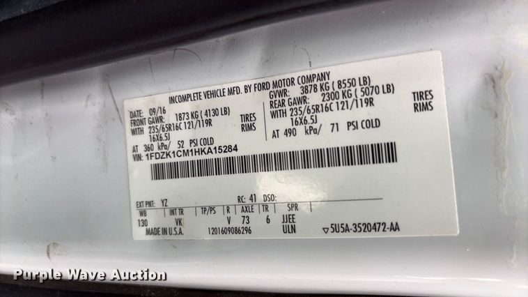 image for item EF1156 2017 Ford Transit 150 van