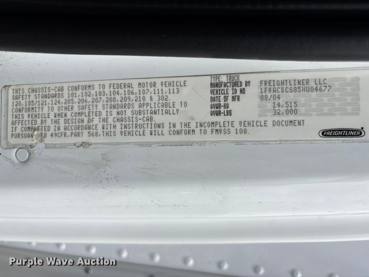 image for item EG9067 2005 Freightliner Business Class M2 box truck