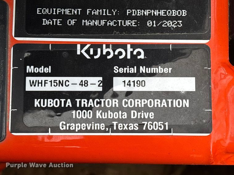 image for item EM0099 2023 Kubota WHF15NC-48-2 lawn mower