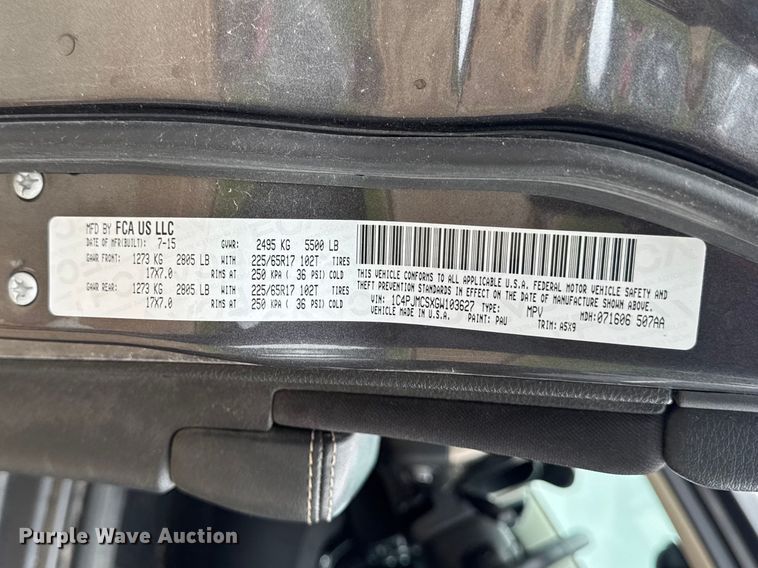 image for item ER0500 2016 Jeep Cherokee SUV
