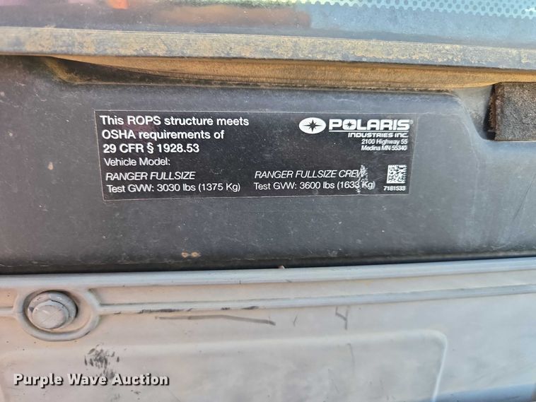 image for item ER1519 2017 Polaris Ranger 1000XP utility vehicle