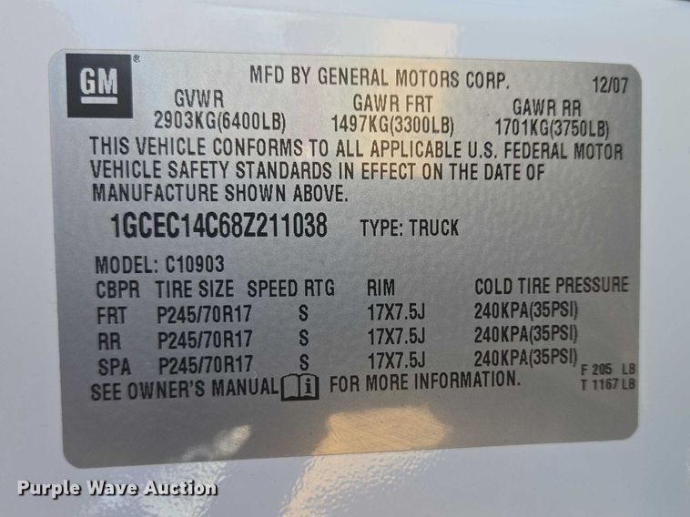 image for item ER1557 2008 Chevrolet Silverado pickup truck