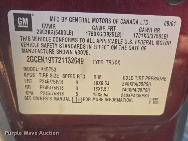 image for item ER1558 2002 Chevrolet Silverado 1500 Ext. Cab pickup truck