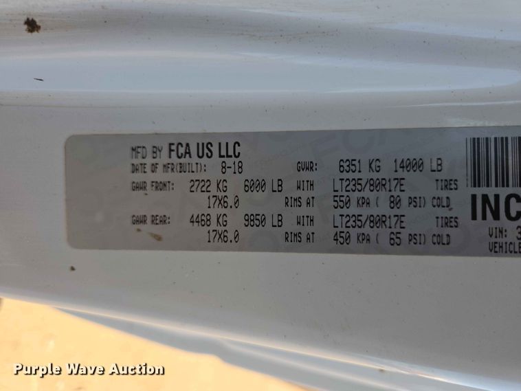 image for item ER1664 2018 RAM 3500 flatbed pickup truck