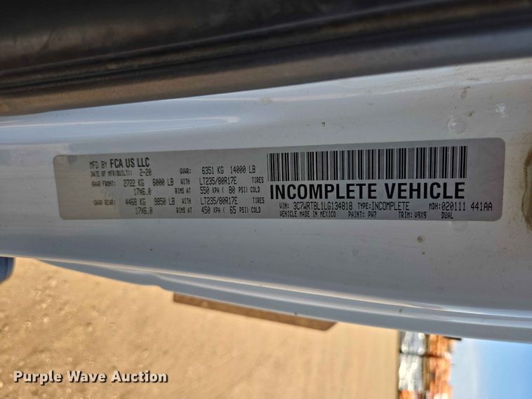 image for item ER1665 2020 RAM 3500 flatbed pickup truck