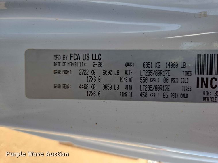 image for item ER1665 2020 RAM 3500 flatbed pickup truck