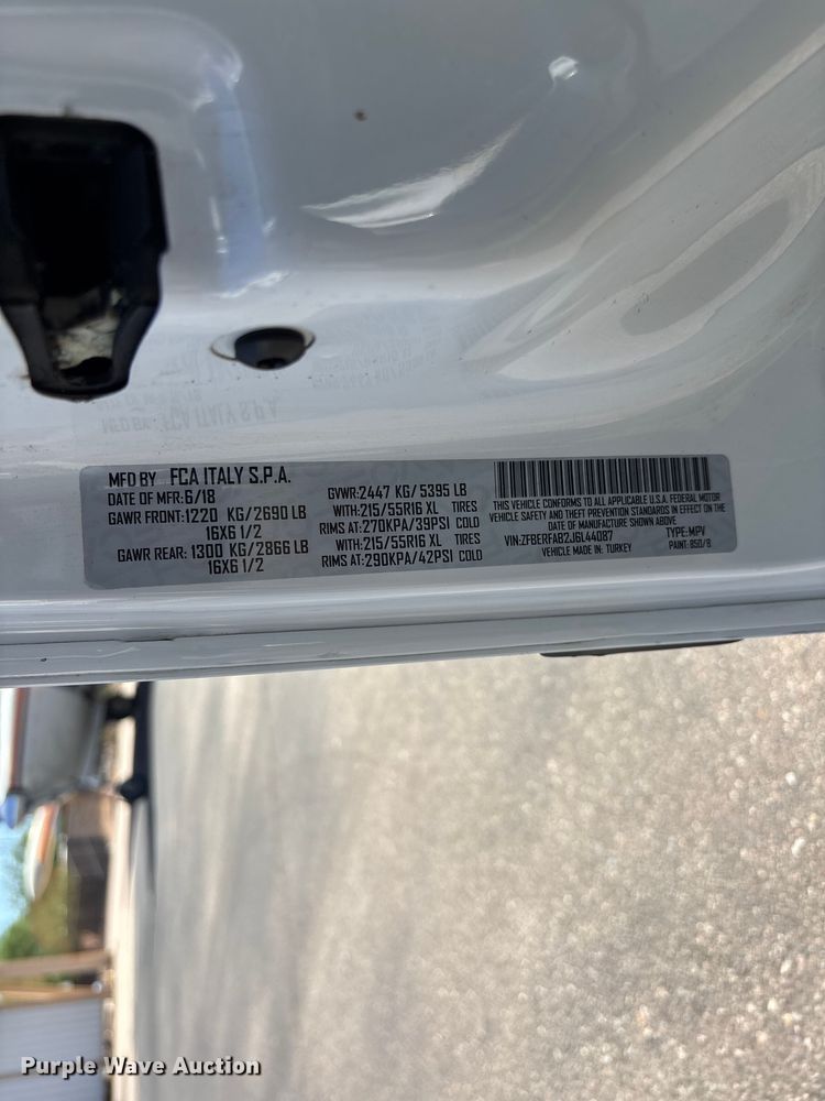 image for item ER7544 2018 RAM ProMaster City delivery van