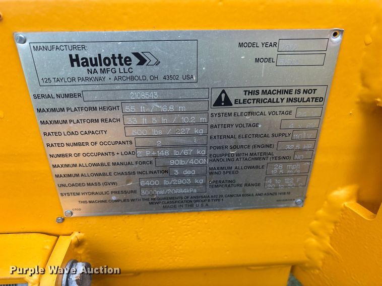 image for item ET2111 2022 Haulotte 55XA boom lift
