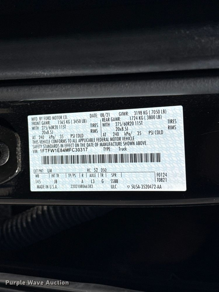 image for item ET6127 2021 Ford F150  Crew Cab pickup truck