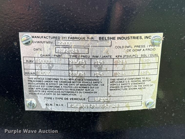 image for item ET6171 2024 Belshe BF10CX equipment trailer