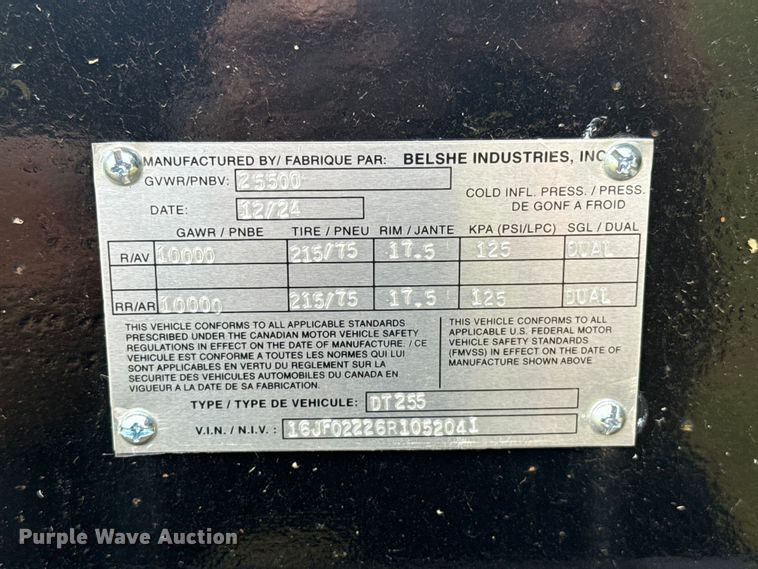 image for item ET6172 2024 Belshe DT255 equipment trailer