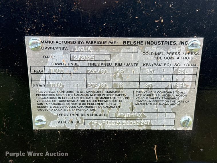 image for item ET6174 2025 Belshe B16MAX equipment trailer