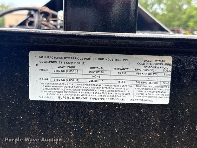 image for item ET6174 2025 Belshe B16MAX equipment trailer