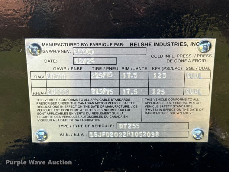image for item ET6176 2024 Belshe DT255 equipment trailer