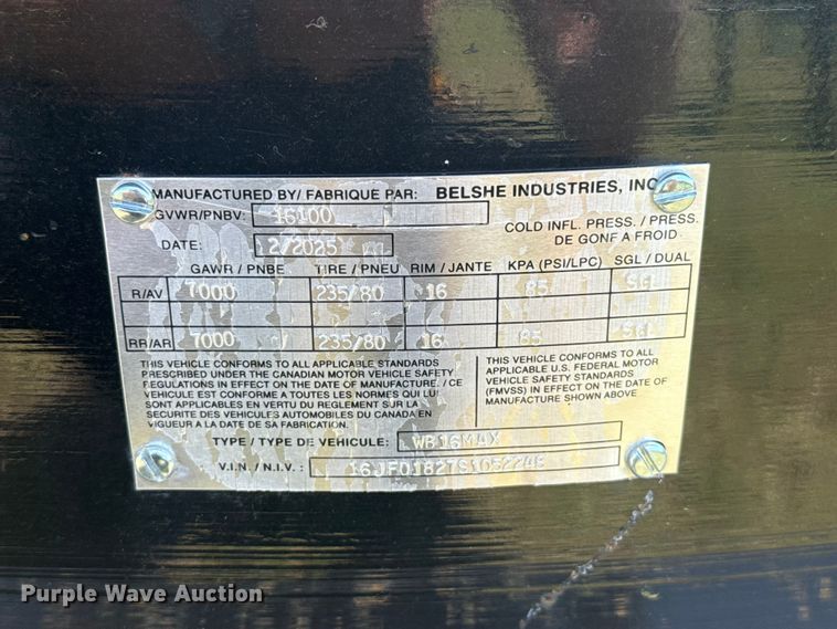 image for item ET6178 2025 Belshe WB16MAX equipment trailer