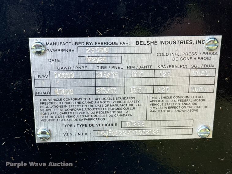 image for item ET6185 2024 Belshe DT255 equipment trailer