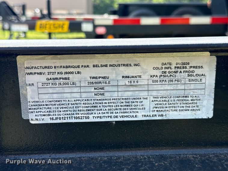 image for item ET6186 2024 Belshe WB-1 tilt deck utility trailer