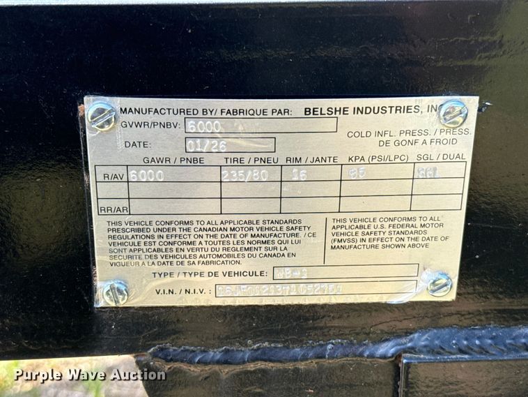 image for item ET6187 2024 Belshe WB-1 tilt deck utility trailer